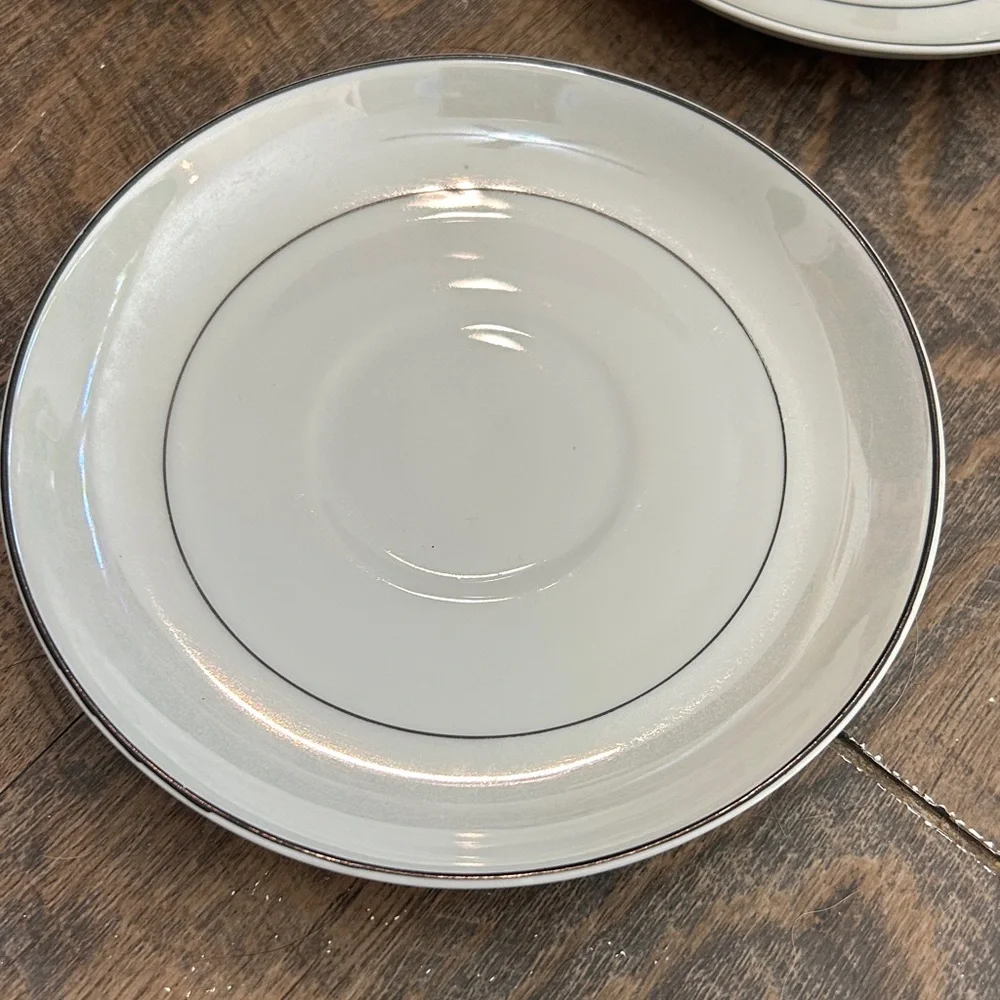 Z.S.C. Bavaria Iridescent Floral Porcelain Lunch Plates Tea Cups Saucers Sugar‎